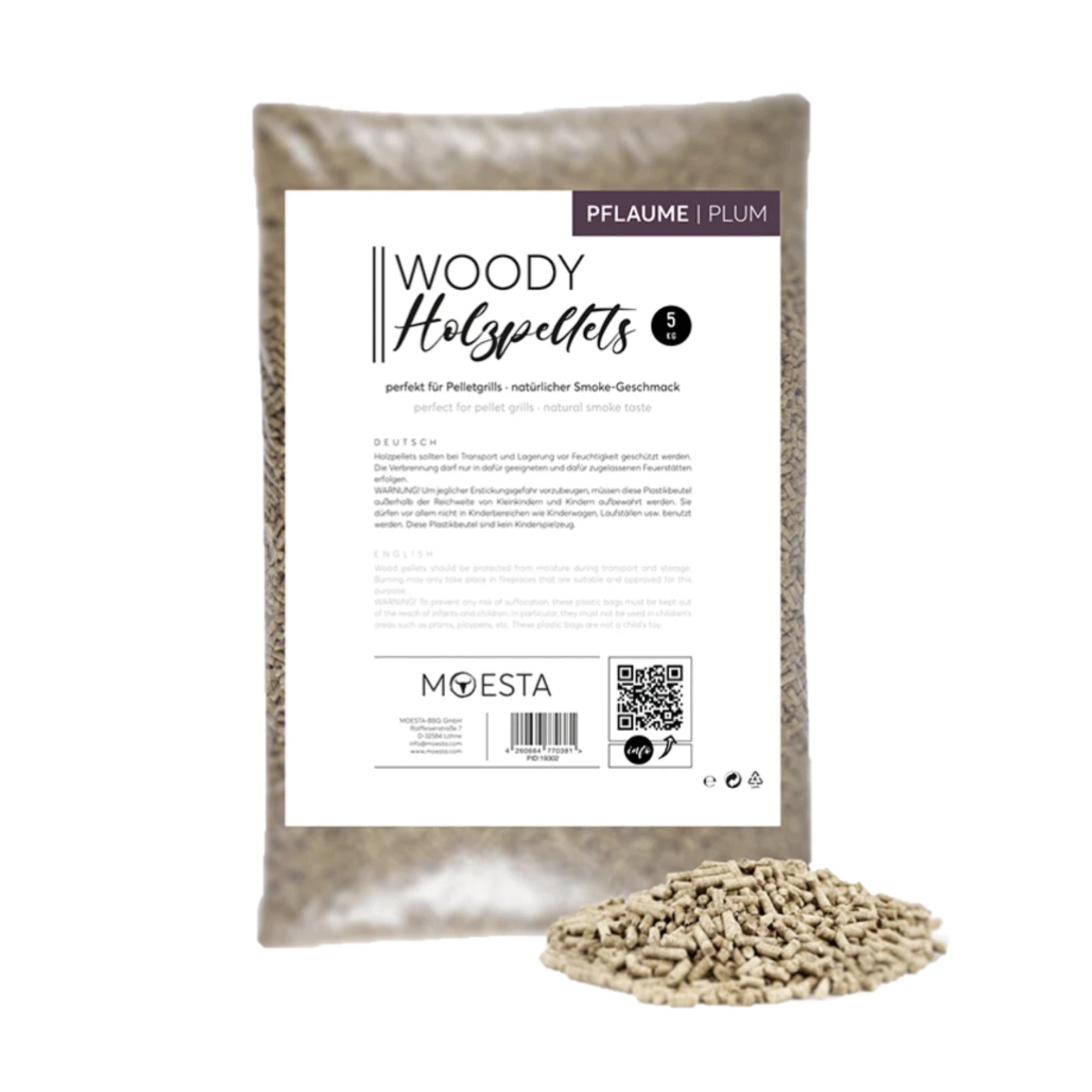 Pellet di legno Moesta, prugna, 5 kg