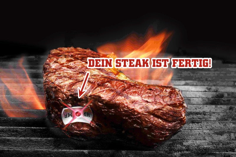 Bild von einem Rindfleischsteak mit einem Fleischtermometer