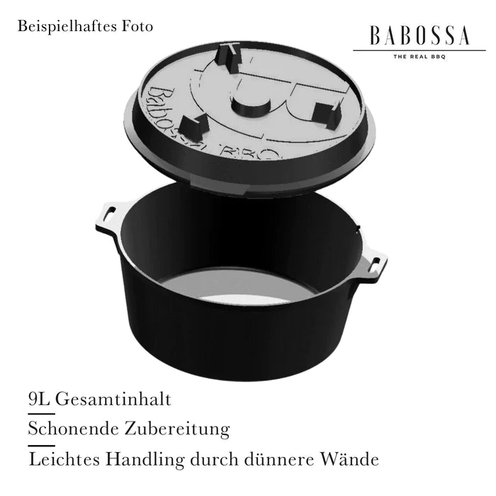 Babossa 4.5er innovadora olla de hierro fundido | SET levantador de tapa y cruz | Horno holandés | Hecho en Alemania