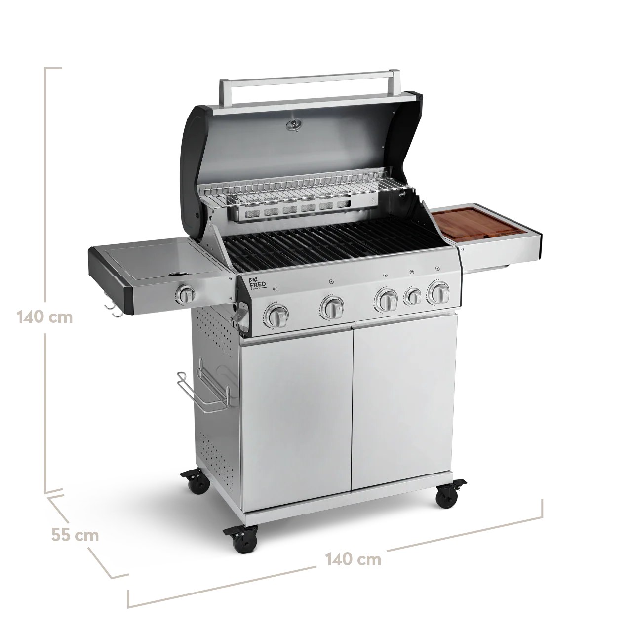 Burnhard Big FRED Deluxe Gasgrill 4-Brenner Edelstahl mit Edelstahlrost (Series 3)