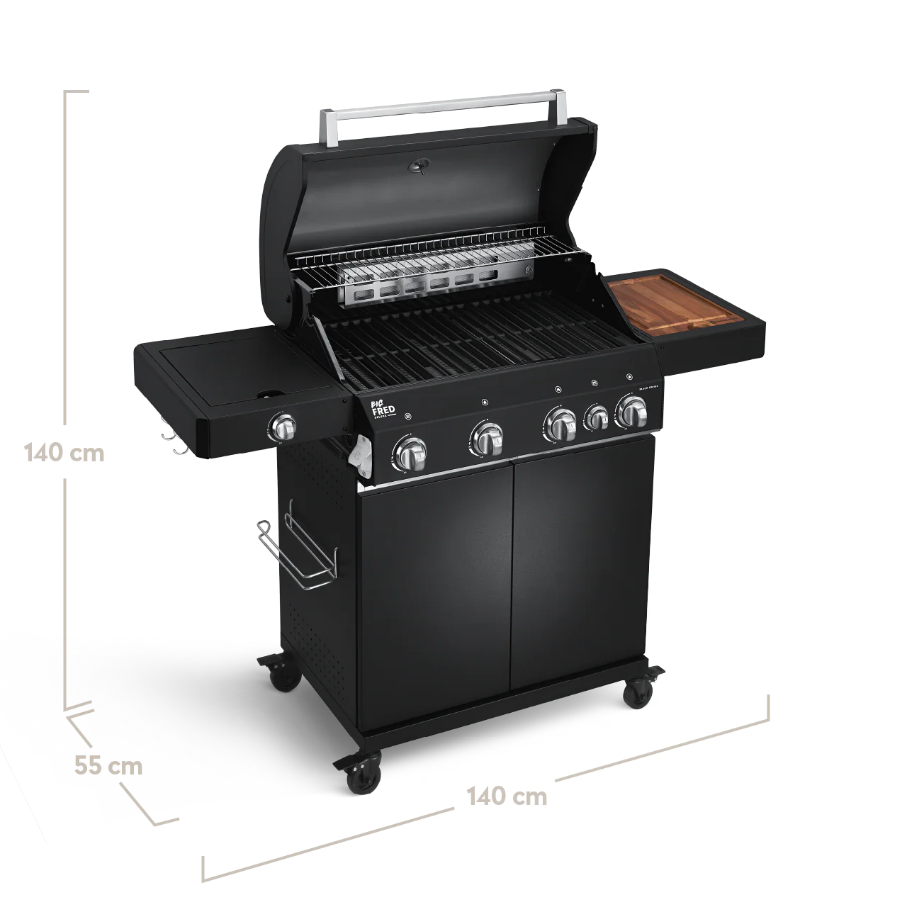 Burnhard Big FRED Deluxe Gasgrill 4-Brenner Black Edition mit Edelstahlrost (Series 3)