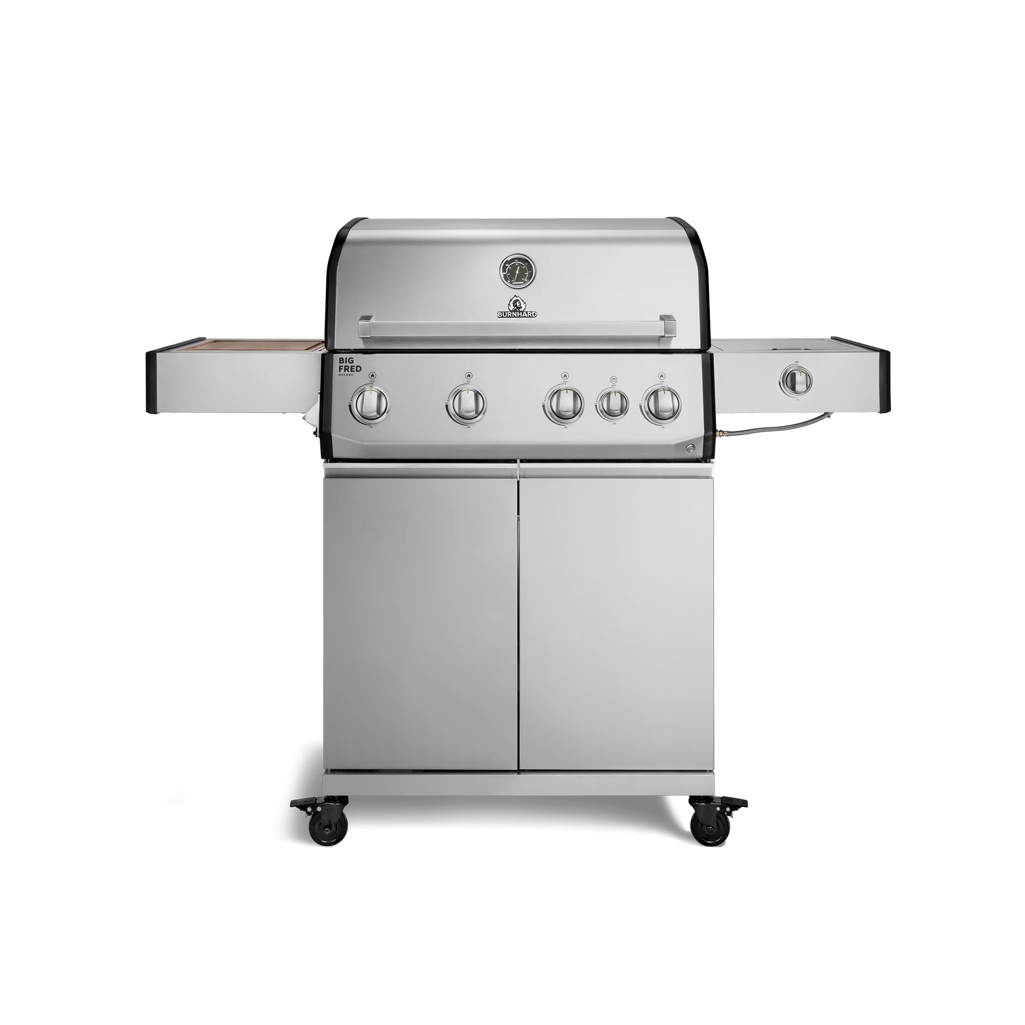 Burnhard Big FRED Deluxe barbecue a gas in acciaio inox a 4 fuochi con griglia in ghisa Serie 4