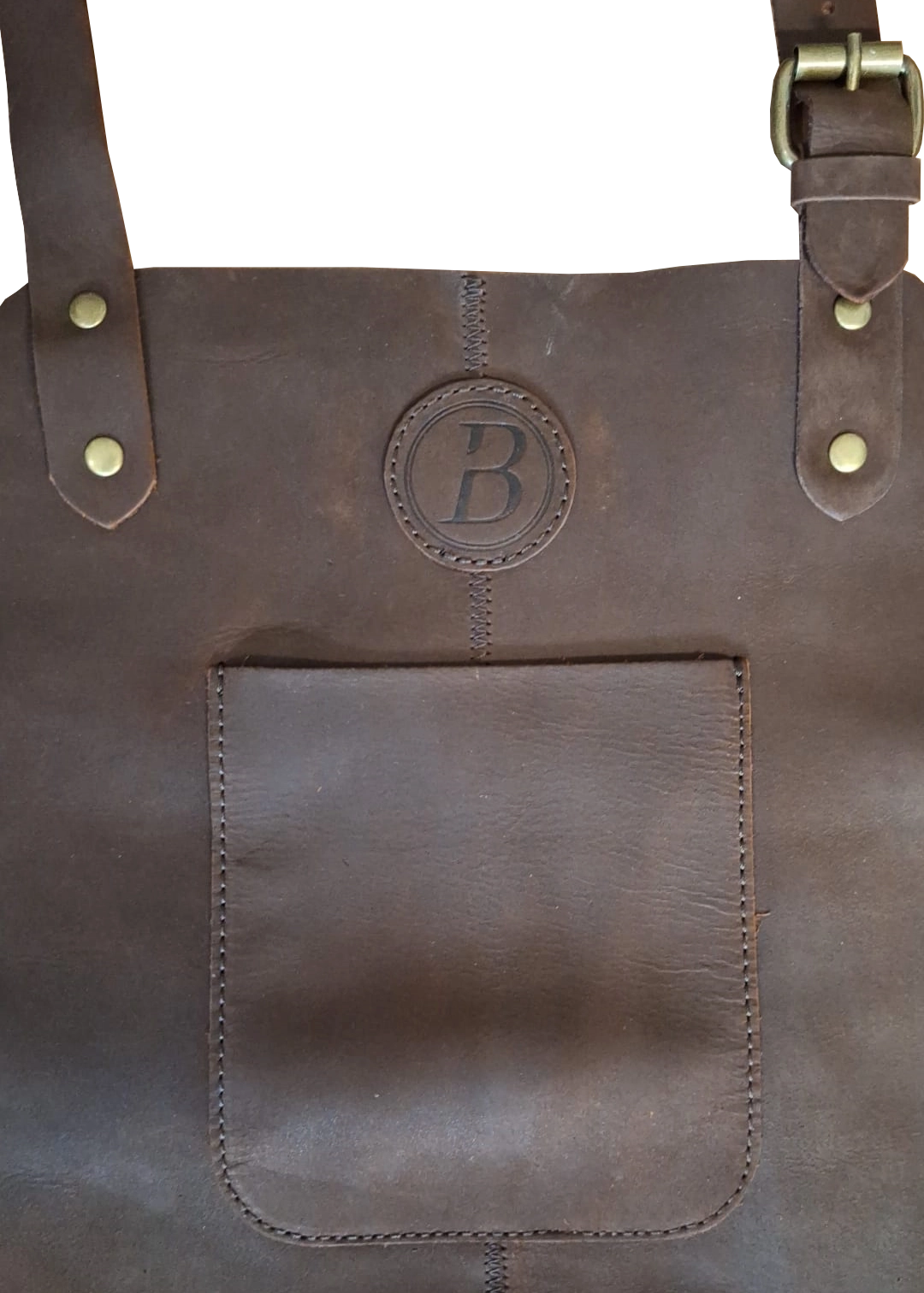 Detailaufnahme Babossa Grillschürze aus Büffelleder