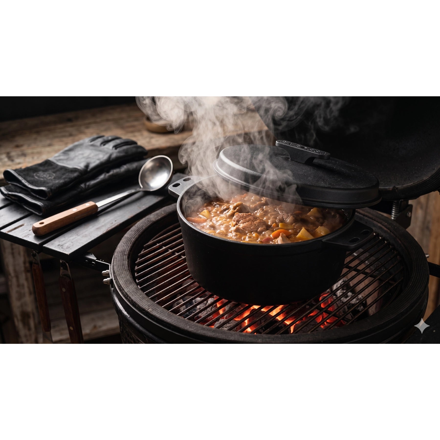 Babossa 9 piezas Innovadora Olla de Hierro Fundido | SET Levantador de Tapa y Cruz | Horno Holandés | Hecho en Alemania