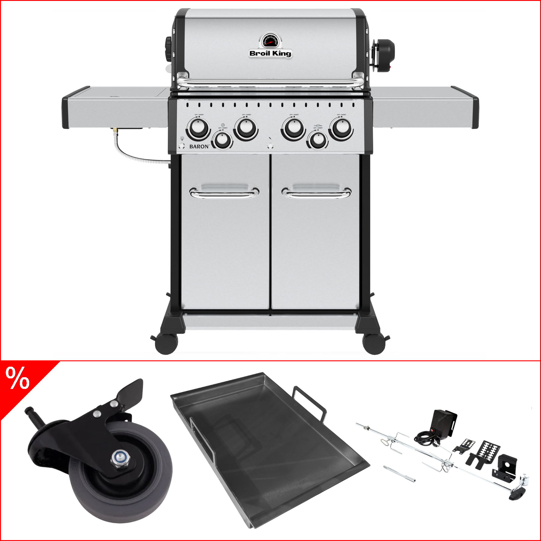 Broil King Baron S 490 IR incl. bandeja de inserción, asador giratorio premium y quemador de infrarrojos