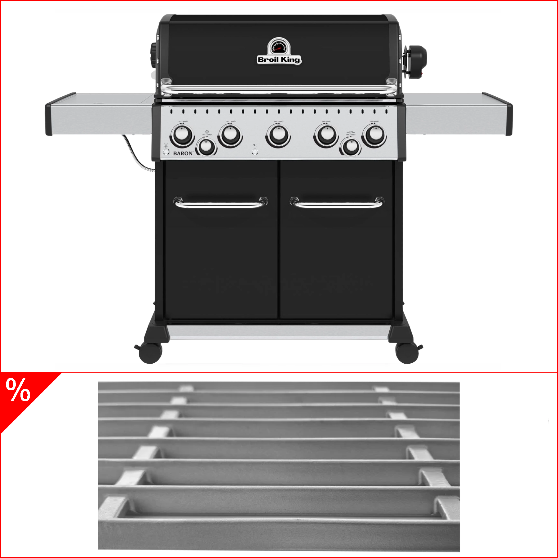 Broil King Baron 590 incl. asador giratorio y parrilla de acero inoxidable fundido