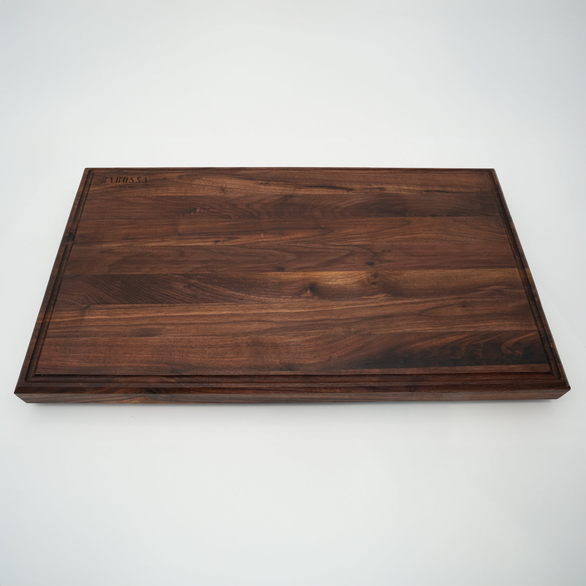 BABOSSA | Snijplank van walnoot XL | Natuurlijke rand | Sapgroef | 70x40x6 cm