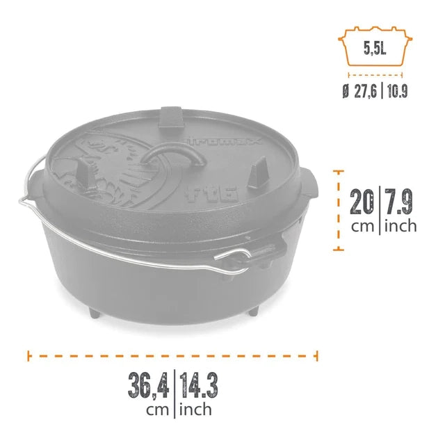 technische Daten Petromax Dutch Oven ft6, mit Füßen
