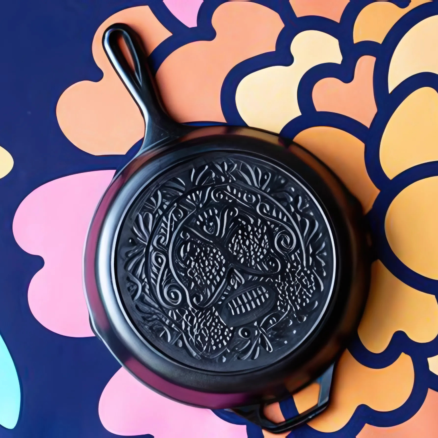 Lodge cast iron pan, 30.48cm Sugar Skull Design