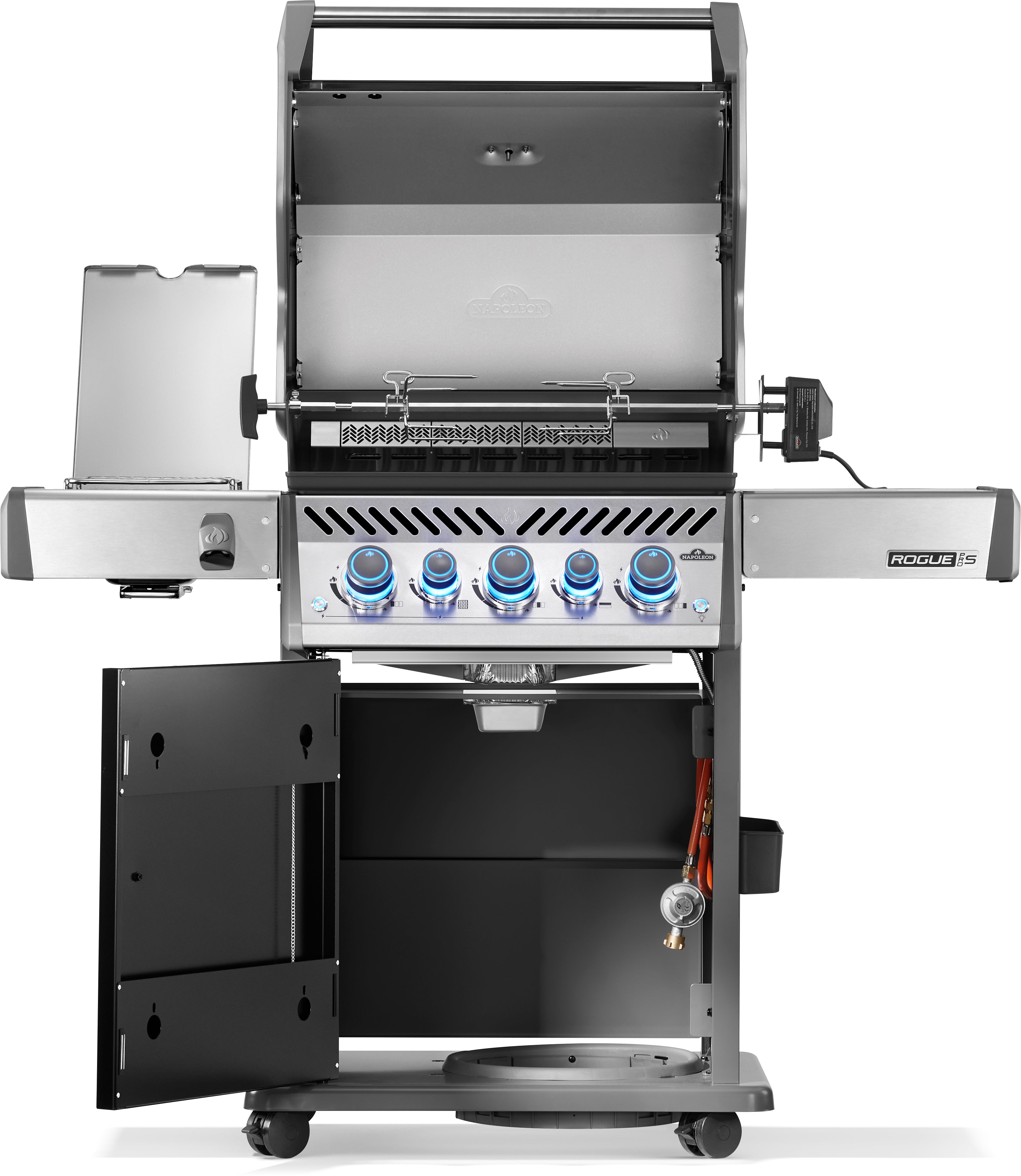 Napoleon Rogue PRO-S 425 con griglie in ghisa, nero, incluso spiedo per girarrosto