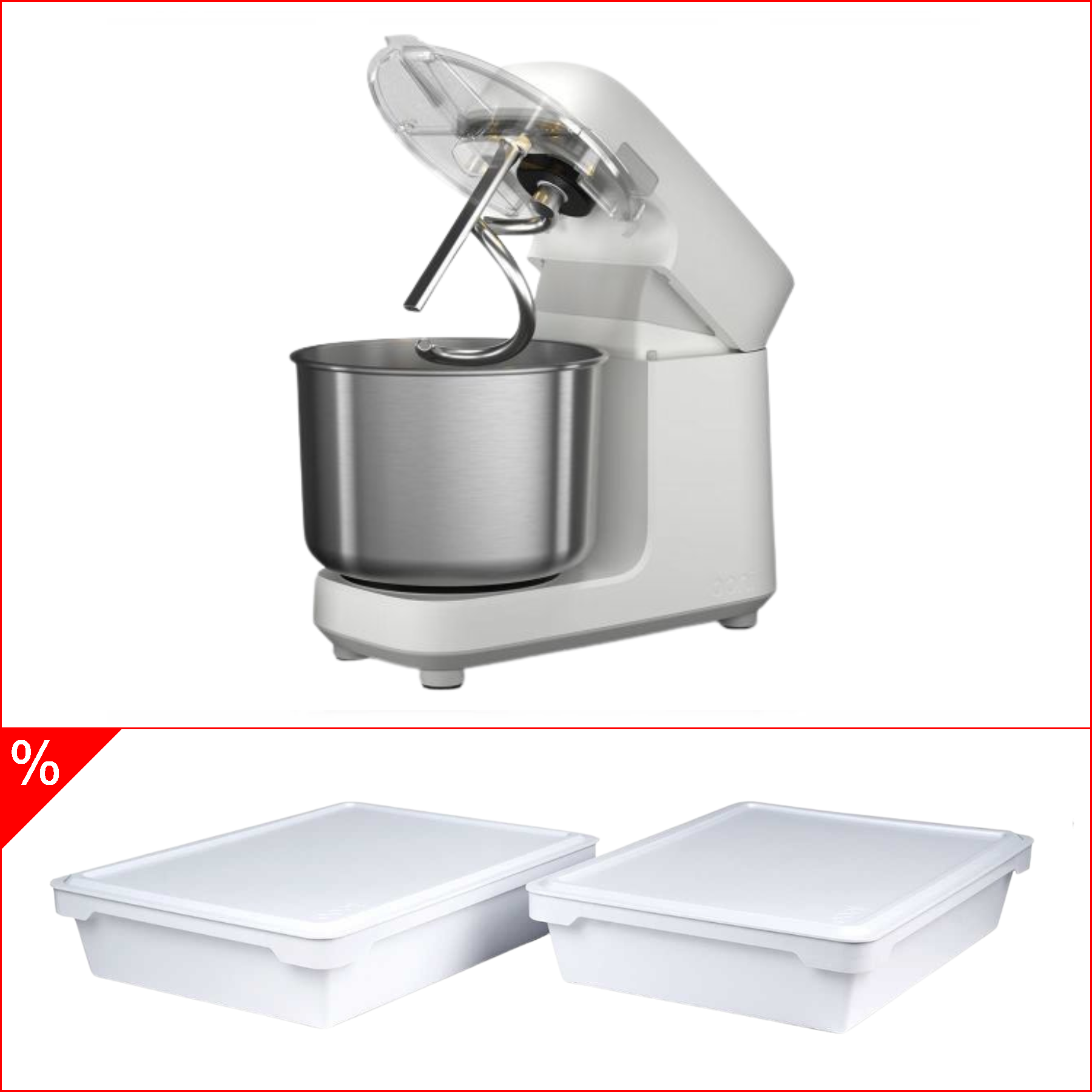 Ooni Halo Pro Spiral-Knetmaschine - Polar White inkl. Teigbox 2er Set