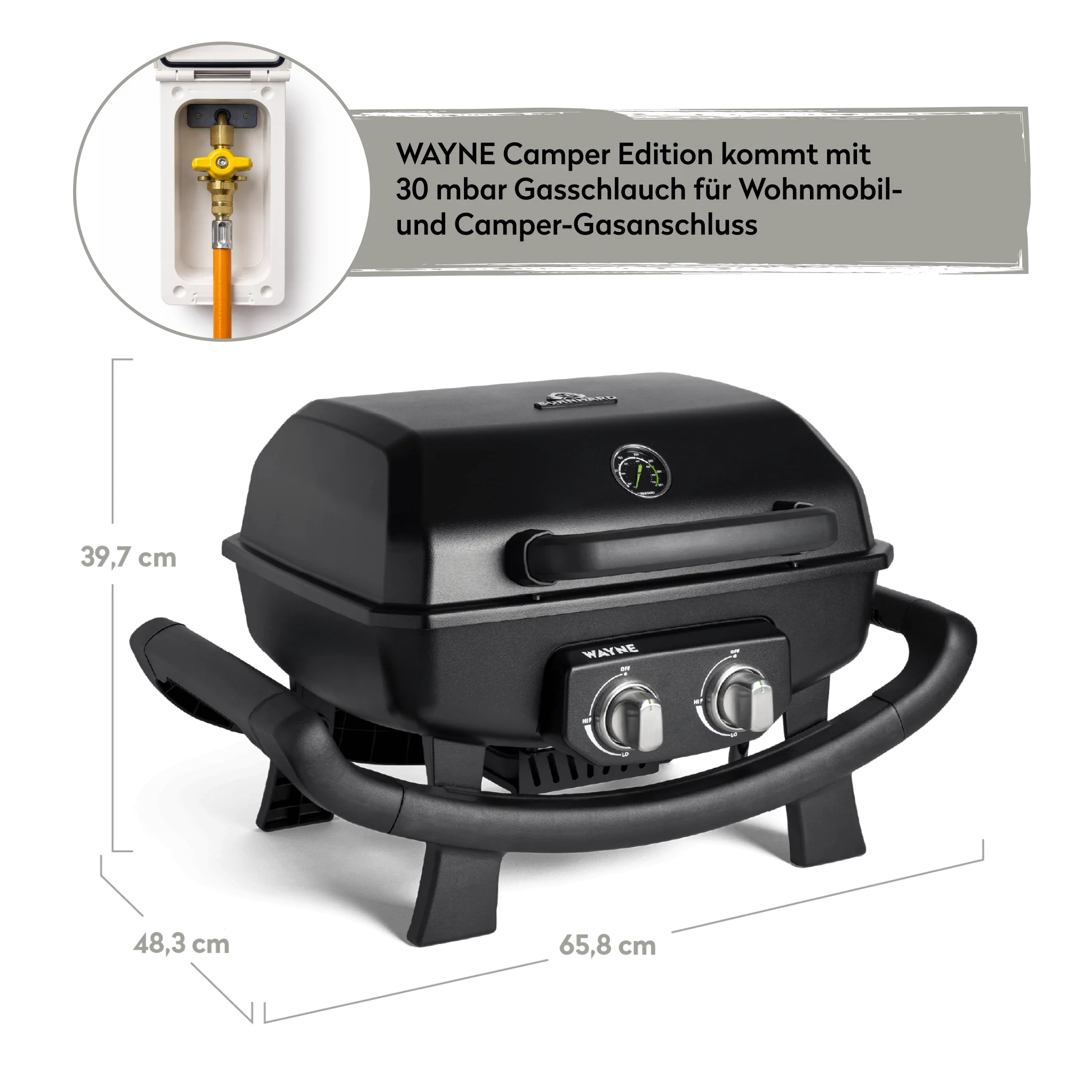 Burnhard WAYNE Balkongrill 2-Brenner Camper Edition