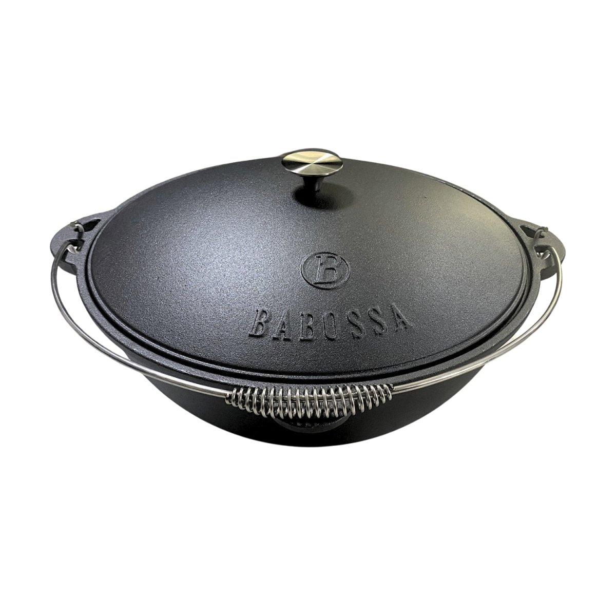 Babossa Kazan hierro fundido 12 litros con tapa de hierro fundido | Perfecto para guisos y asados a la parrilla o al fuego