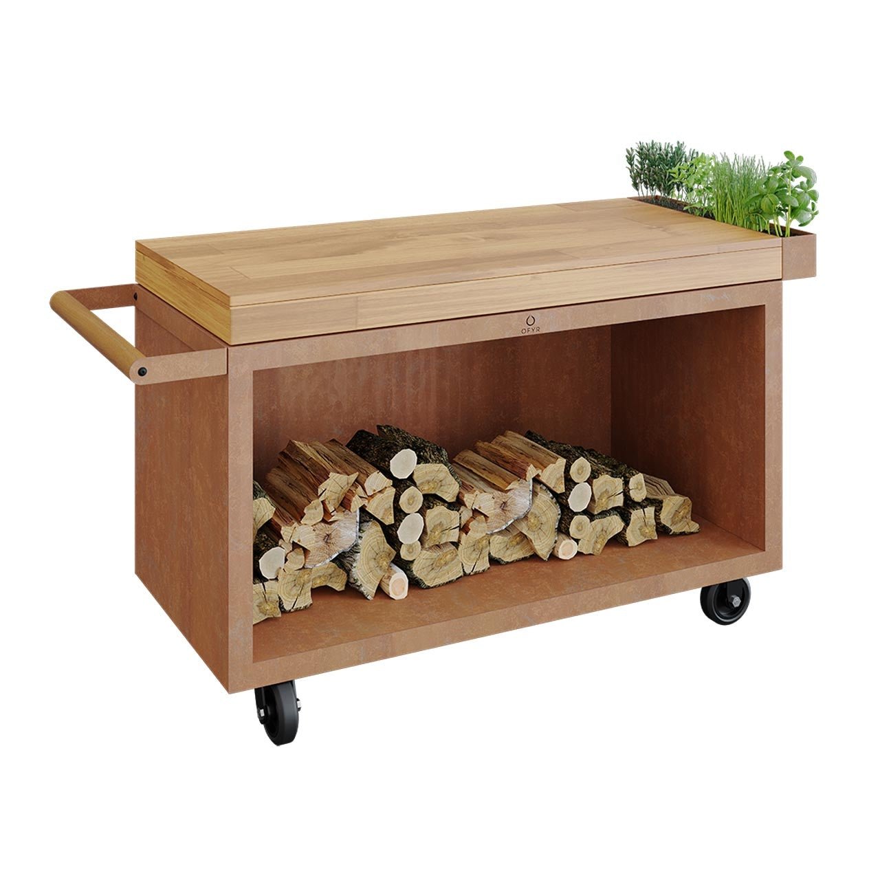 OFYR Mise en Place Table Corten 135 PRO mit Teakholz