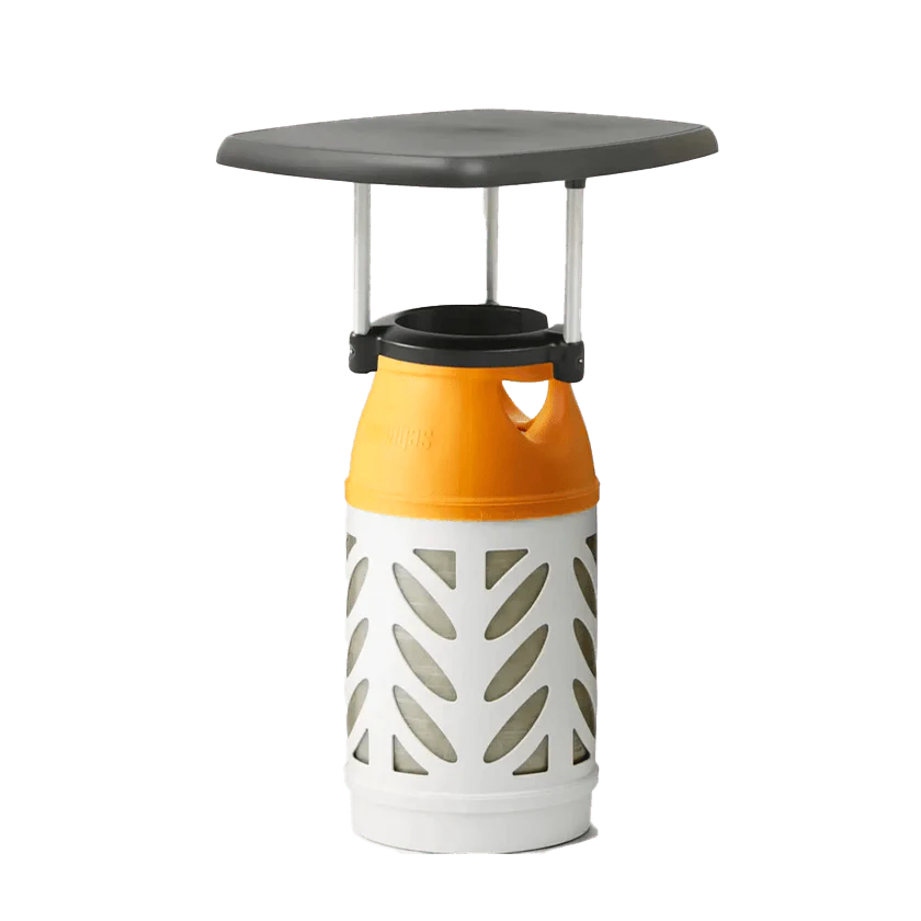 Hot wok table for collar gas cylinders