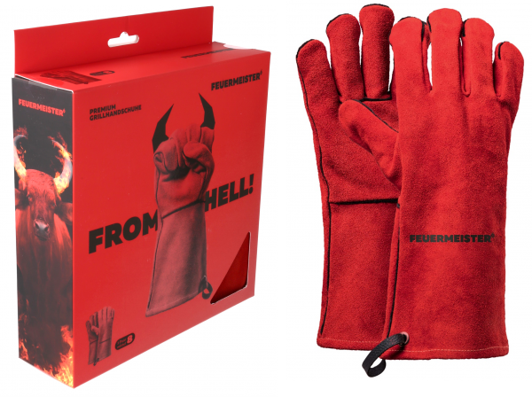 Feuermeister Grillhandschuh, Gr. 10 Spaltleder Rot