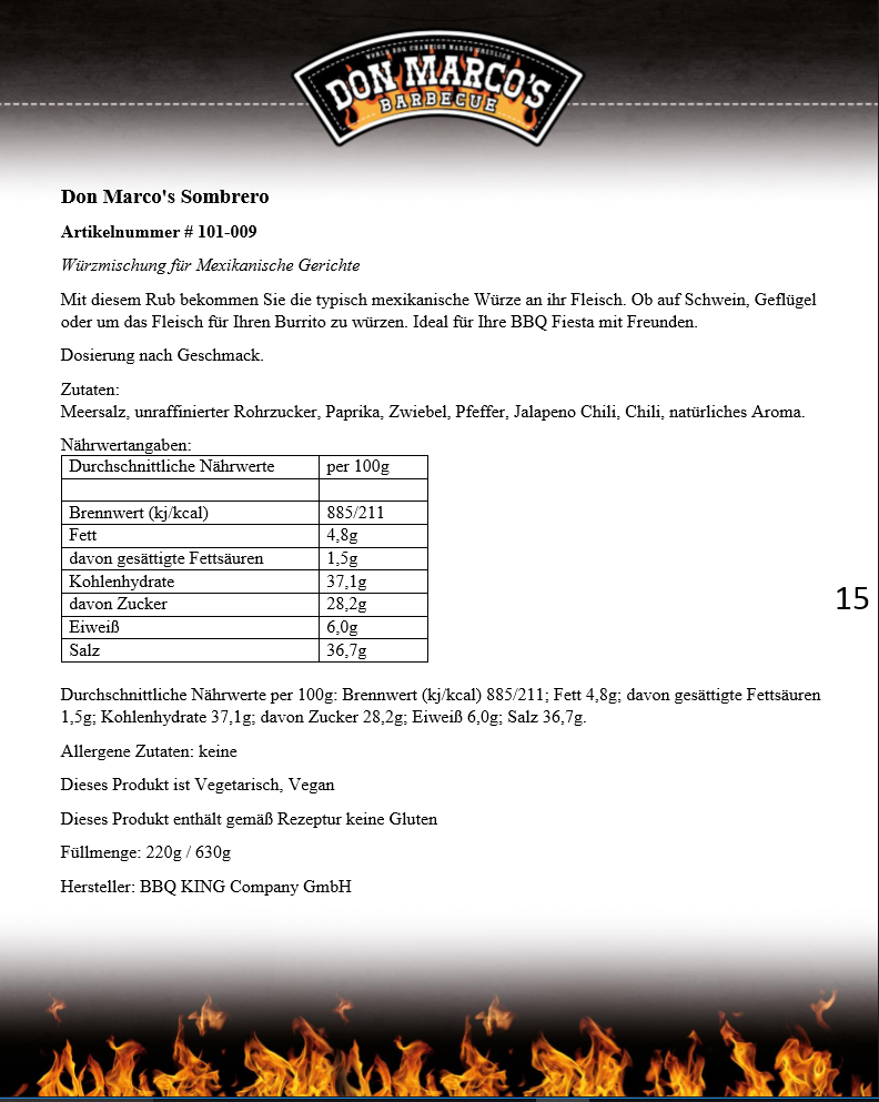 Don Marco's Sombrero, 220g