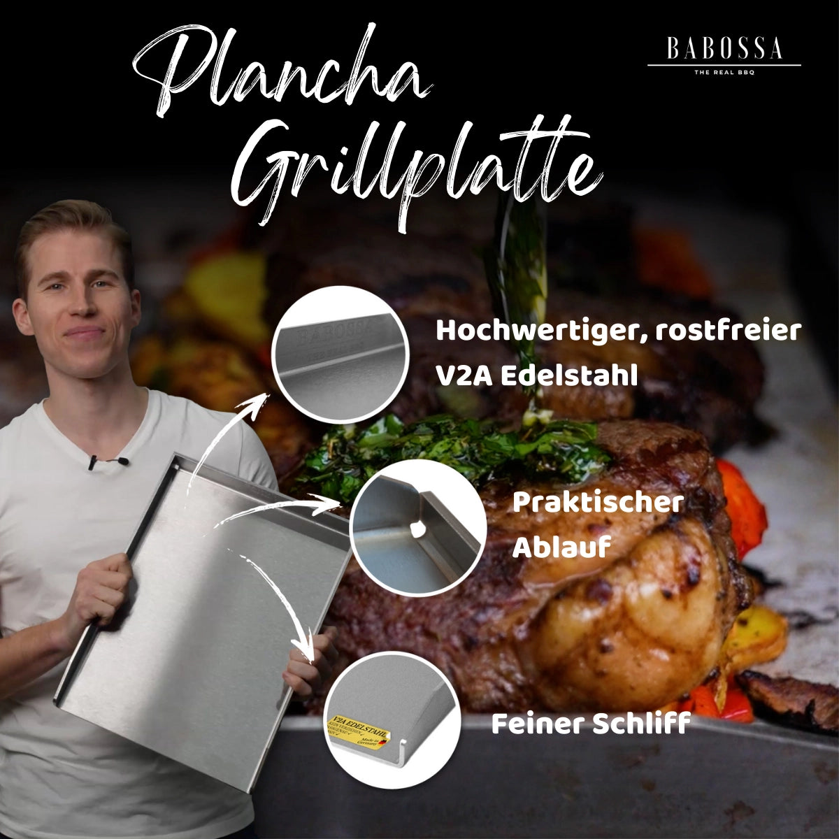 Babossa plancha para Rösle Blazeflame | 33 x47,6 cm