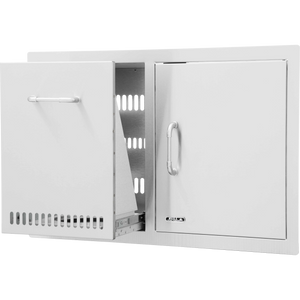 Combinación de puerta basculante y cajón para bombona de gas