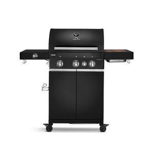 Burnhard FRED Deluxe Gasgrill 3-Brenner Black Edition mit Gusseisenrost (Series 3)