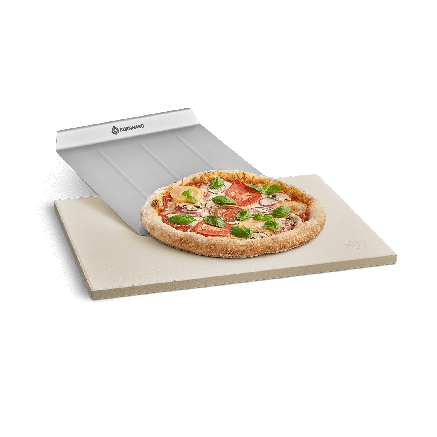 Burnhard Pizzastein mit Pizzaschaufel | 38 x 30 x 1,5 cm