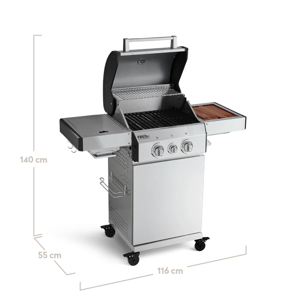 Burnhard FRED Jr. Deluxe Gasgrill 2-Brenner Edelstahl mit Gusseisenrost (Series 3)
