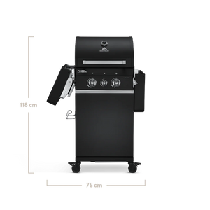 Burnhard FRED Jr. Deluxe Gasgrill 2-Brenner Black Edition mit Edelstahlrost (Series 3)