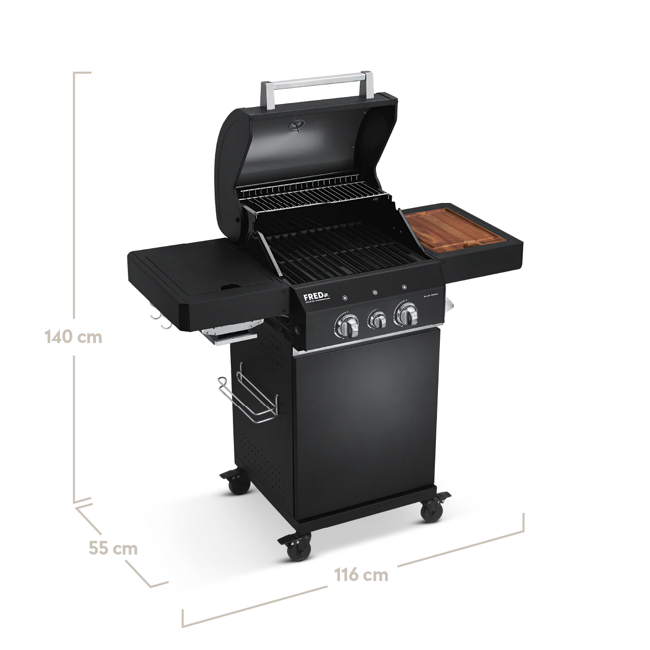 Burnhard FRED Jr. Deluxe Gasgrill 2-Brenner Black Edition mit Edelstahlrost (Series 3)