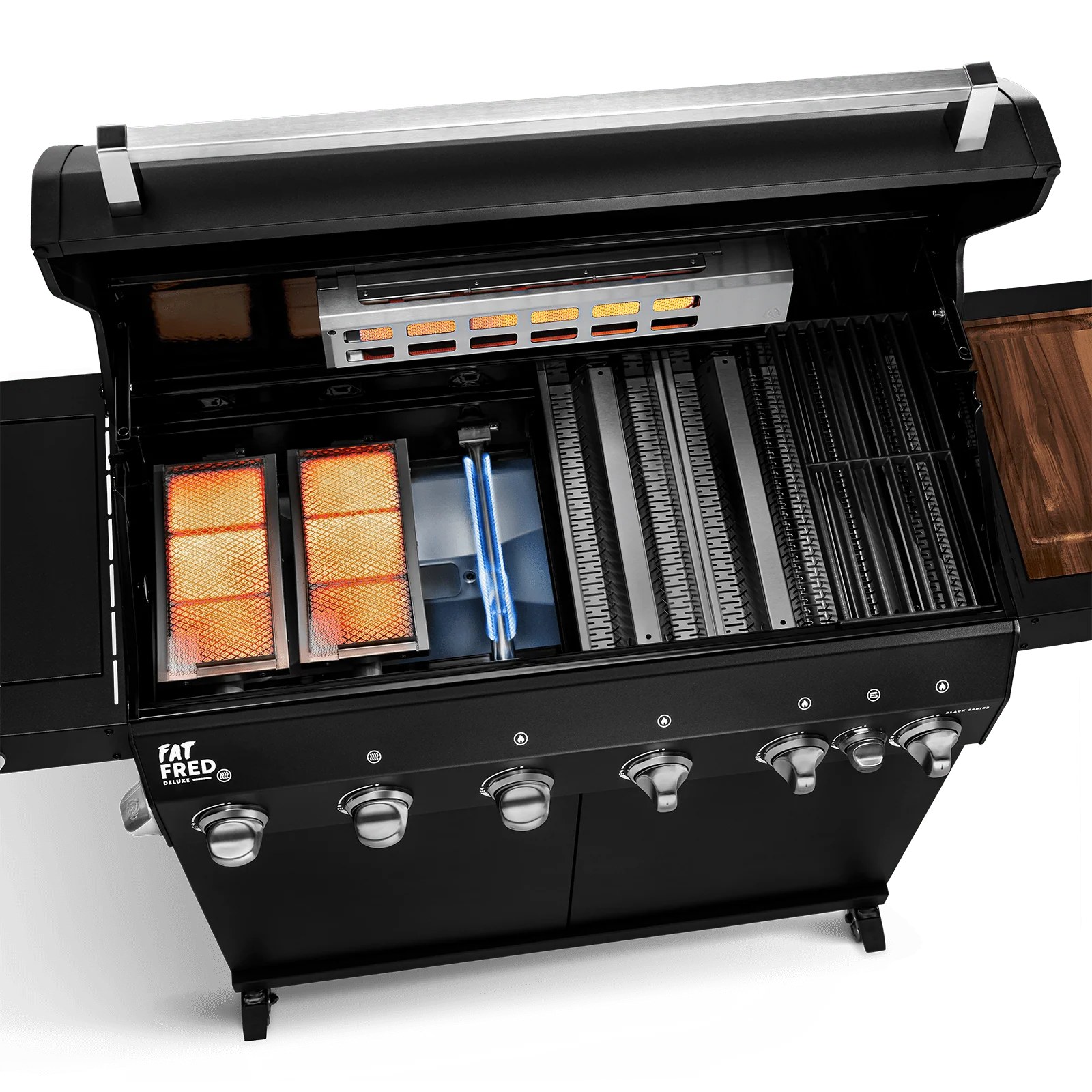 Burnhard Fat FRED Deluxe Gasgrill 6-Brenner Black Edition mit Gusseisenrost (Series 3)