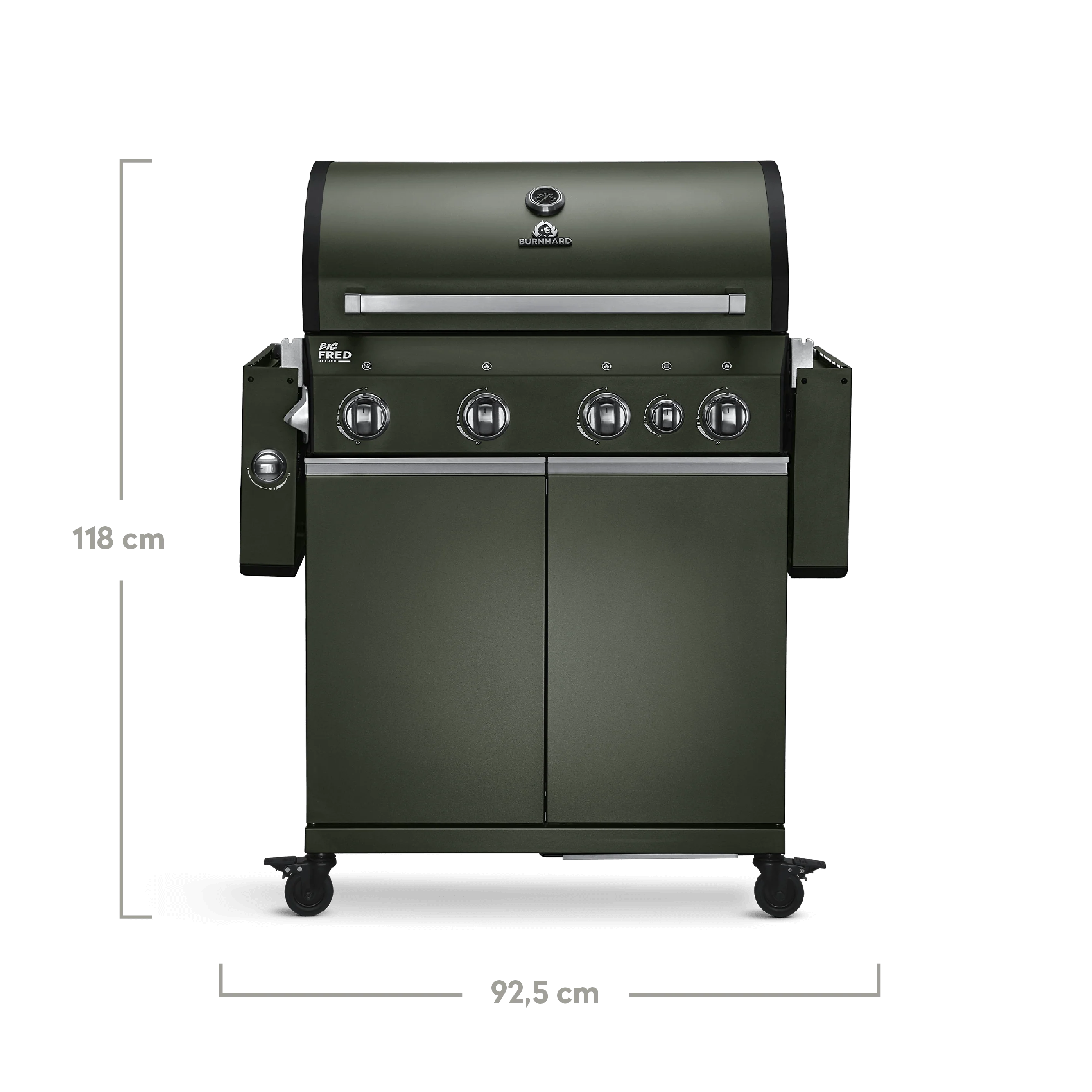 Burnhard Big FRED Deluxe Gasgrill 4-Brenner Green Edition mit Gusseisenrost (Series 3)
