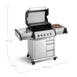 Burnhard EARL Premium-Gasgrill 3-Brenner Edelstahl mit Gusseisenrost
