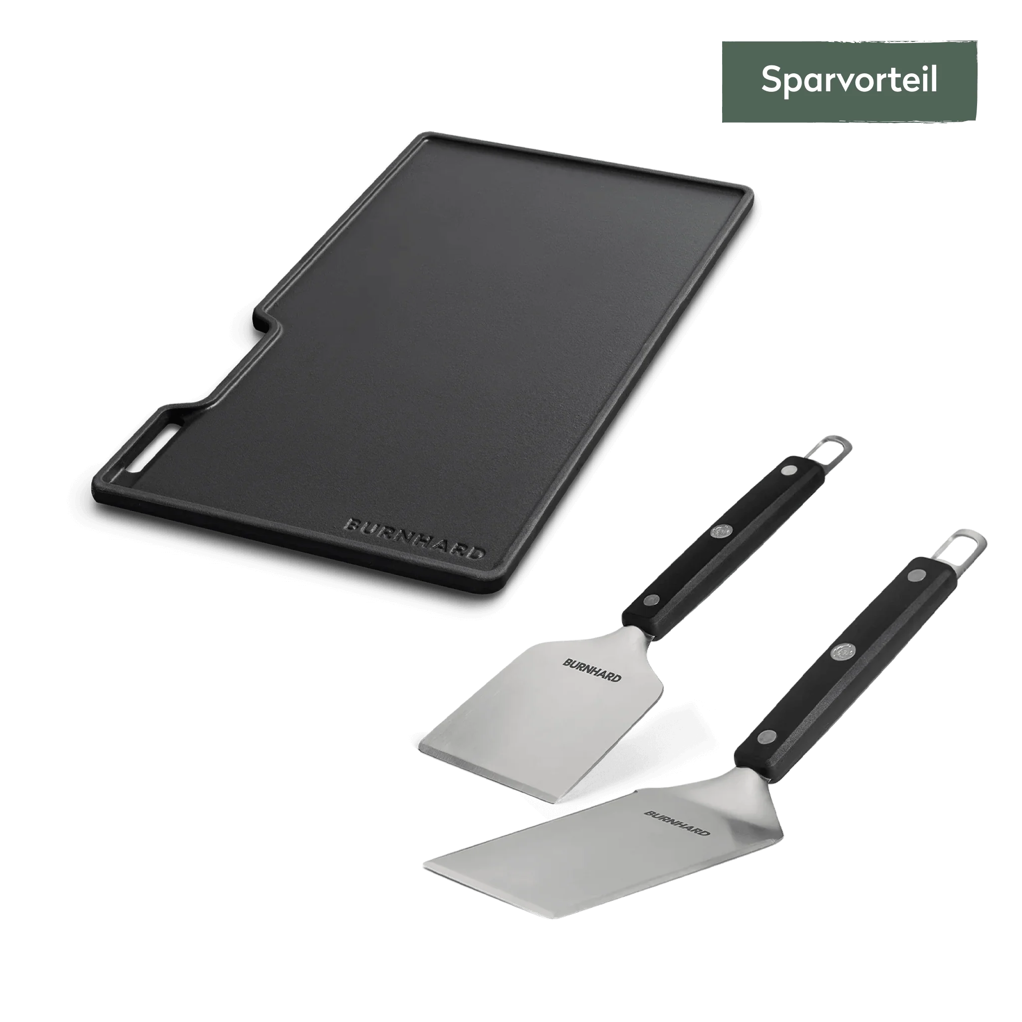 Burnhard Grillplatten Set mit Grillspachtel und Grillschaber FRED