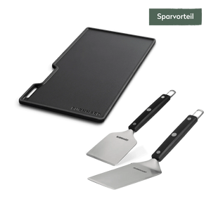 Burnhard Grillplatten Set mit Grillspachtel und Grillschaber EARL