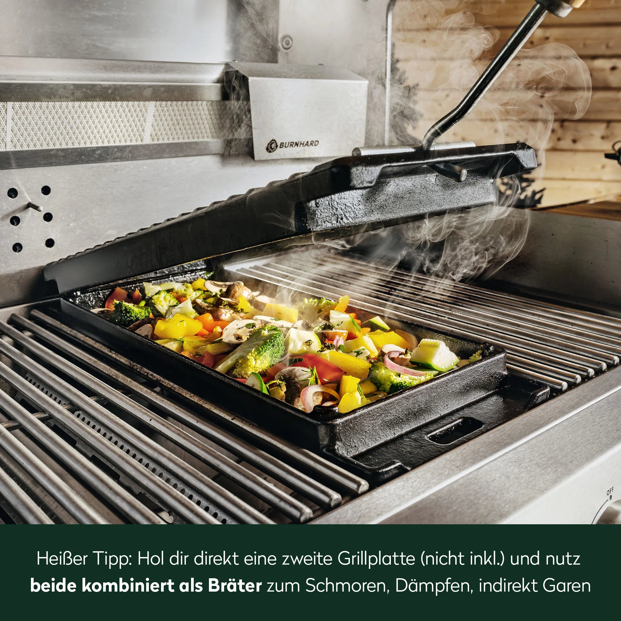 Burnhard GRANT Grillplatte Gusseisen 2-in-1