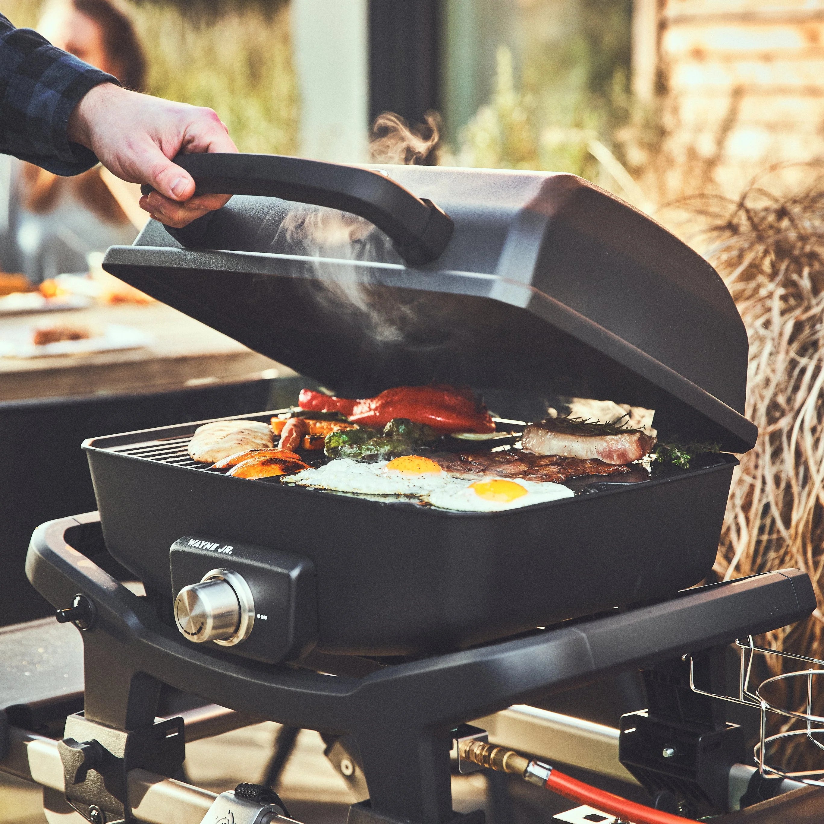 Burnhard WAYNE Jr. Balkongrill 1-Brenner inkl. Gasflaschen Adapter