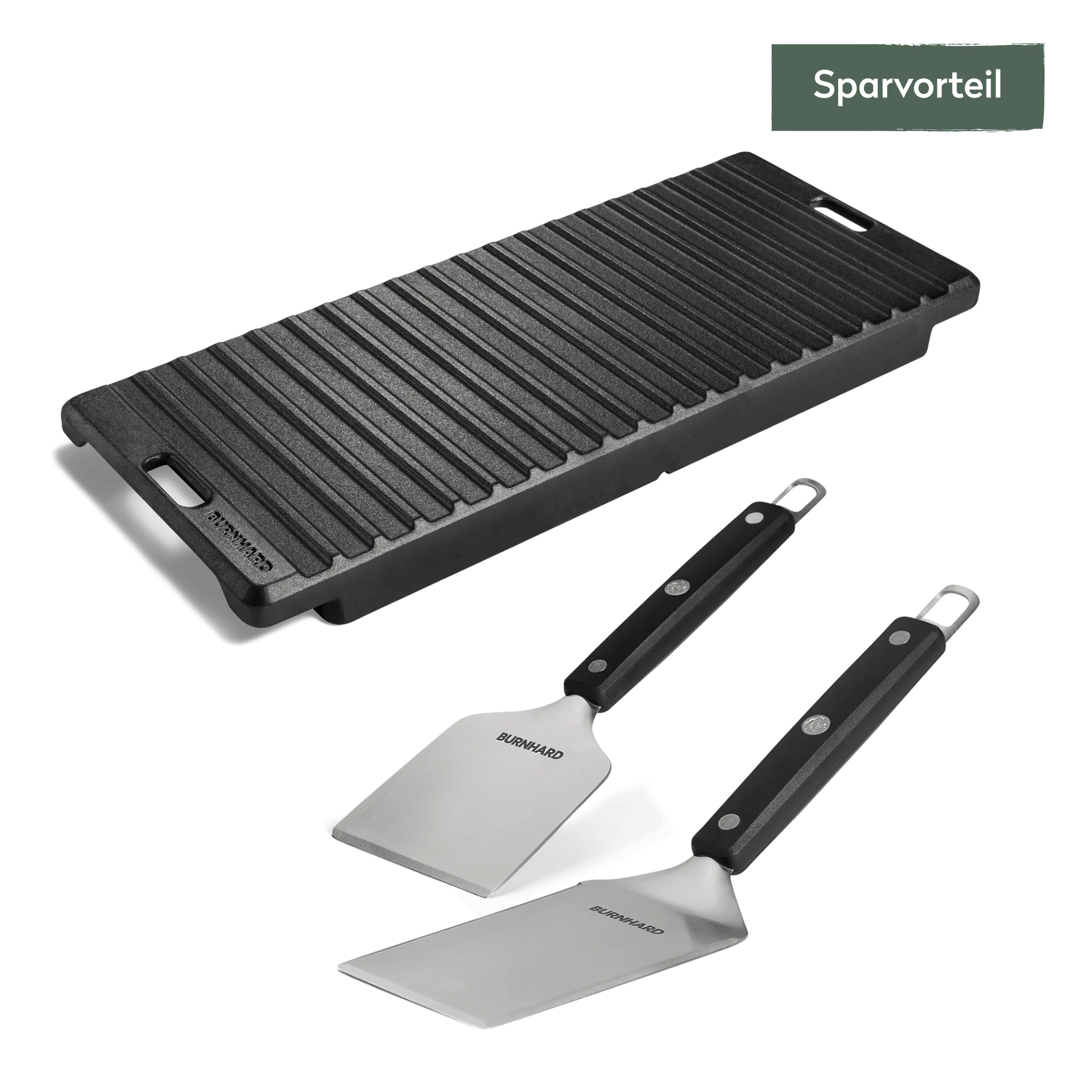 Burnhard Grillplatten Set mit Grillspachtel und Grillschaber GRANT