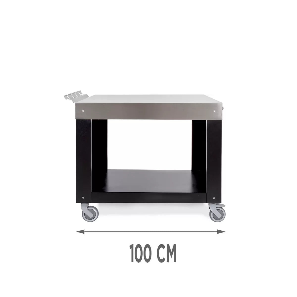 Mesa de trabajo de acero inoxidable Alfa Forni, 100 cm x 80 cm, acero inoxidable negro