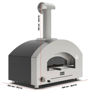 Alfa Forni Futuro 2 Pizze, Gas/Híbrido, Plata Negro