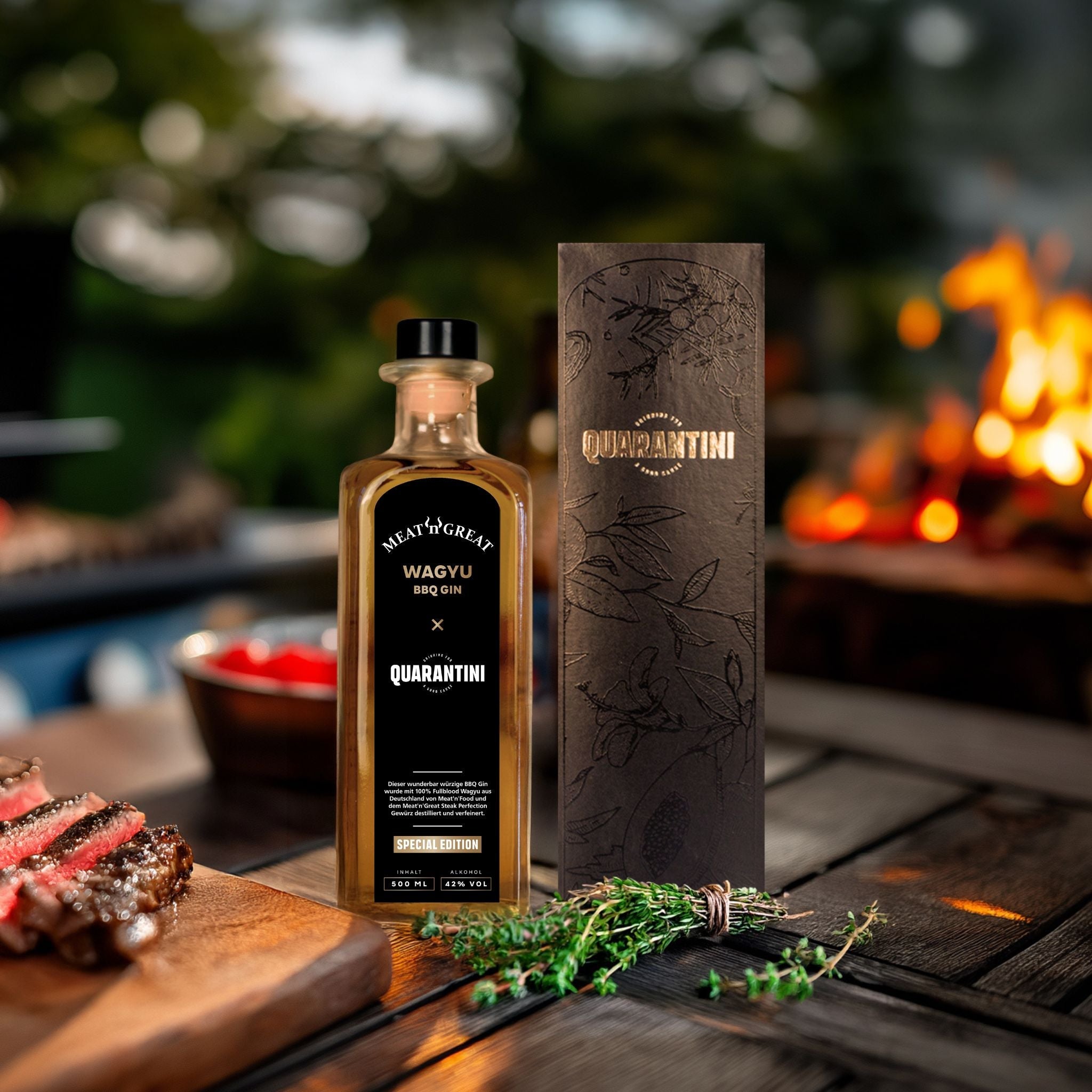 Quarantini × Meat'n'Great Wagyu BBQ Gin (alleen 111 verpakkingen)