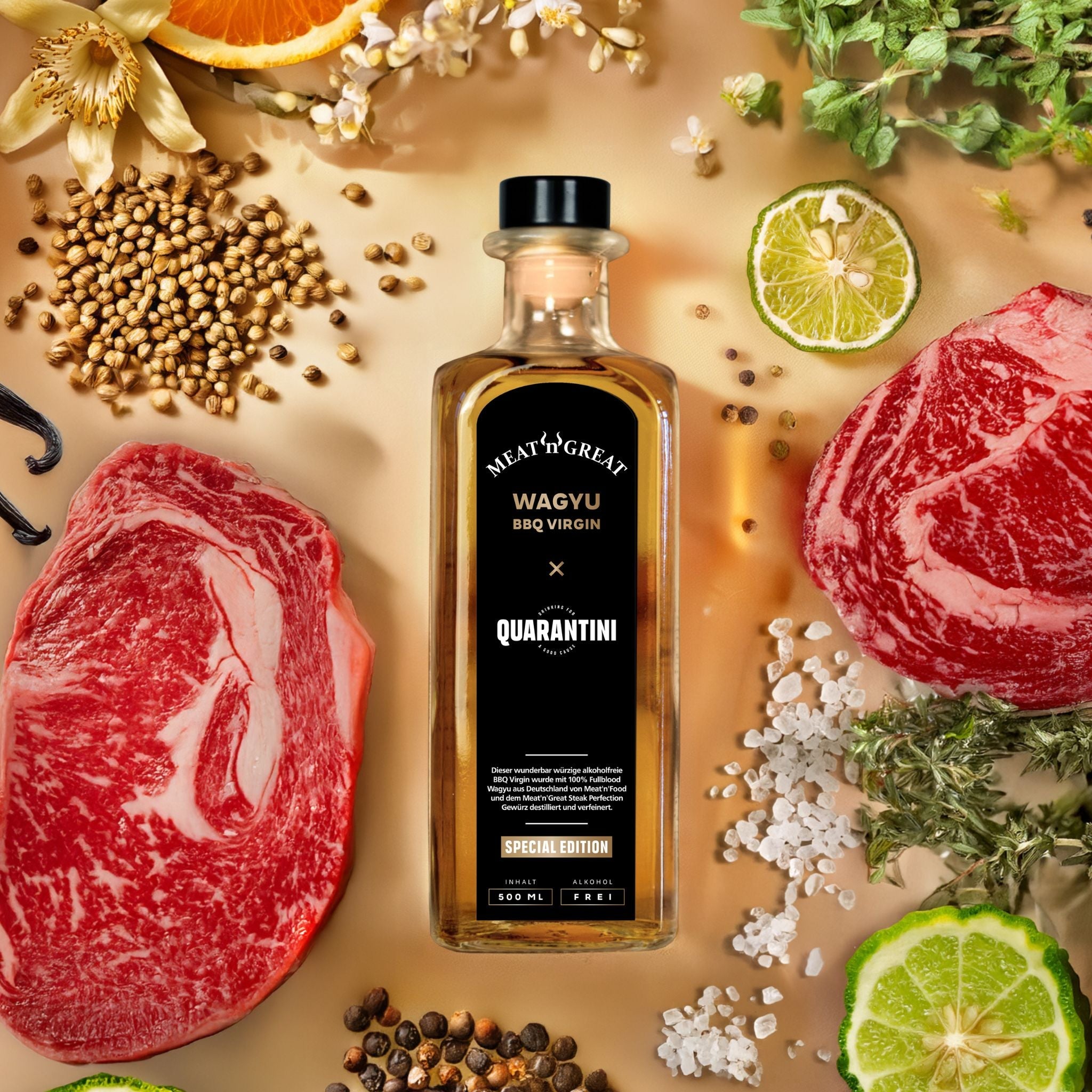 Quarantini × Meat'n'Great Wagyu BBQ Gin (sólo 111 paquetes)