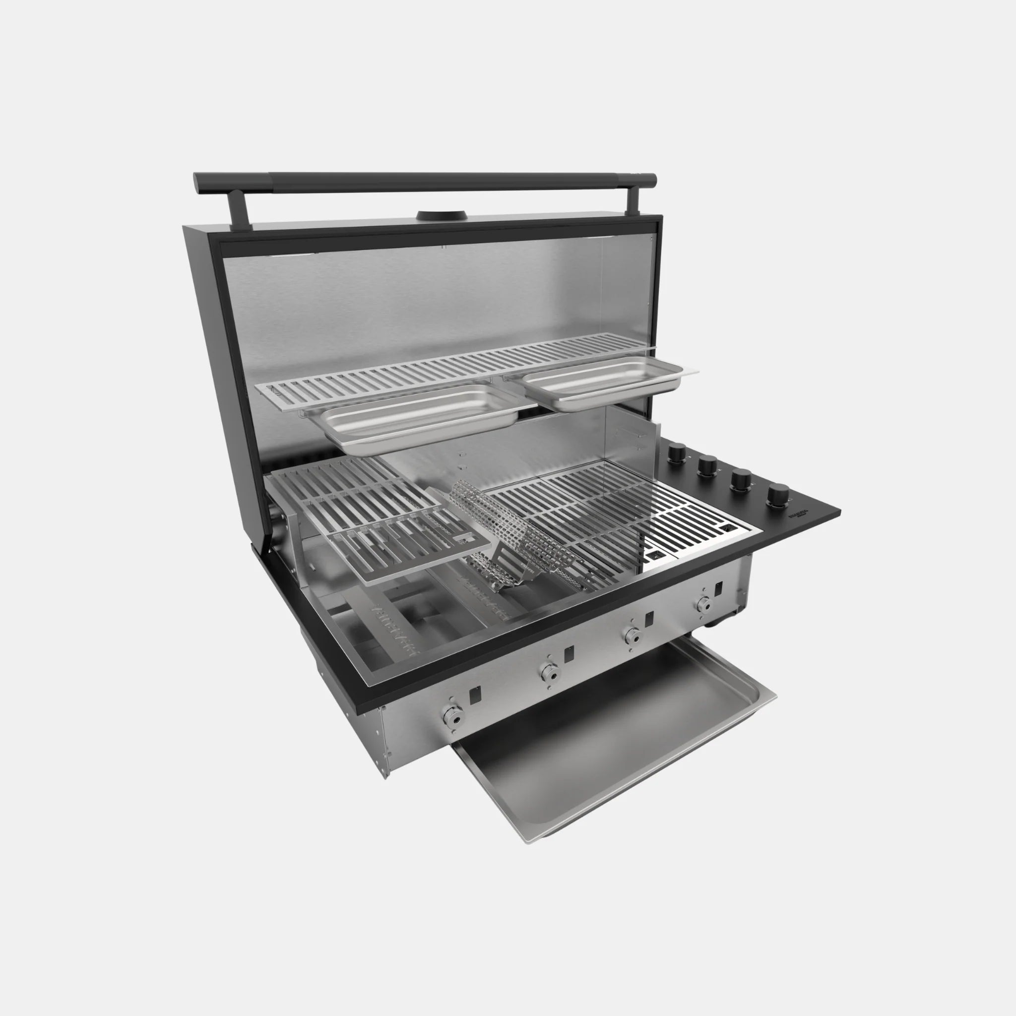 Barbacoa de obra Brabura Box-Q 4 fuegos negro | Último modelo en acero inoxidable