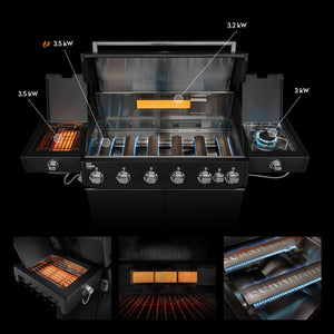 Burnhard Fat FRED Deluxe+ Gasgrill Black Edition 6-Brenner mit Gusseisenrost (Series 4)