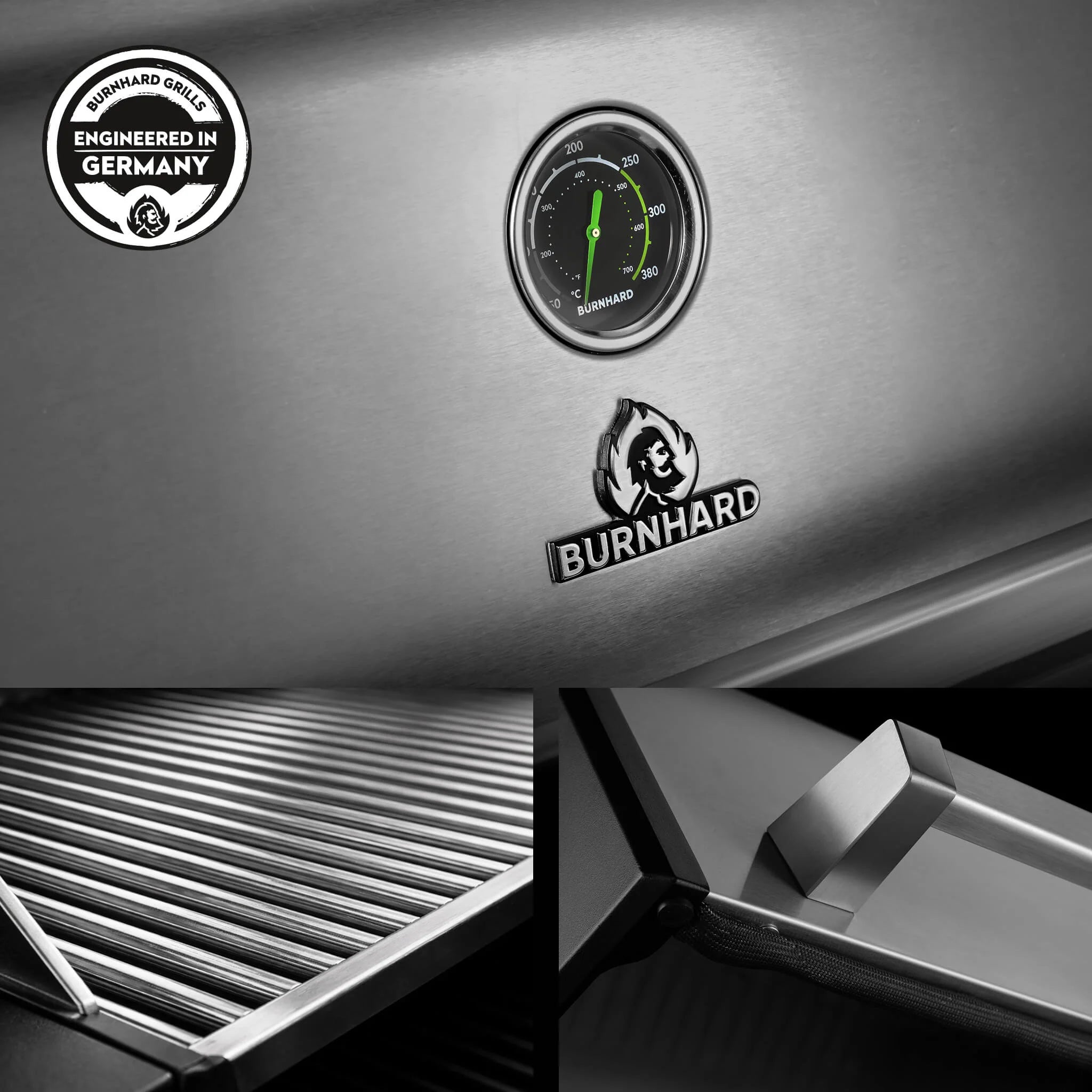Burnhard FRED Deluxe Gasgrill 3-Brenner Edelstahl mit Edelstahlrost Series 4