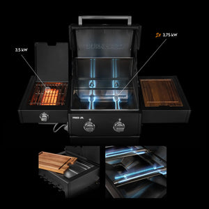 Burnhard FRED Jr. Deluxe Gasgrill Black Edition 2-Brenner mit Gussrost Series 4