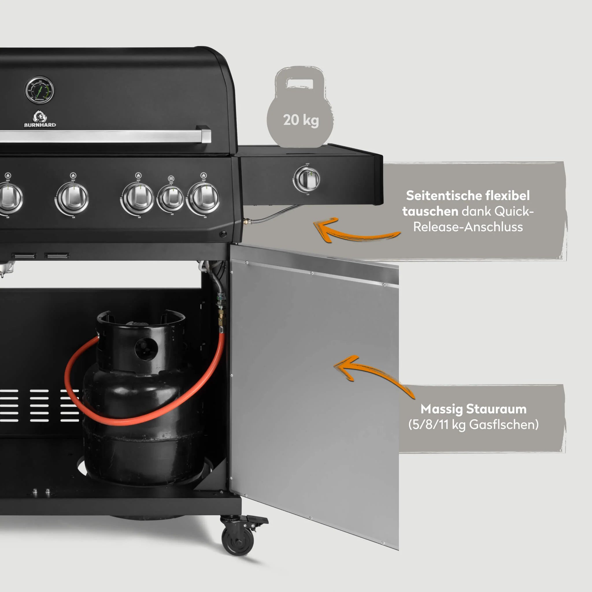 Burnhard Fat FRED Deluxe+ Gasgrill Black Edition 6-Brenner mit Gusseisenrost (Series 4)