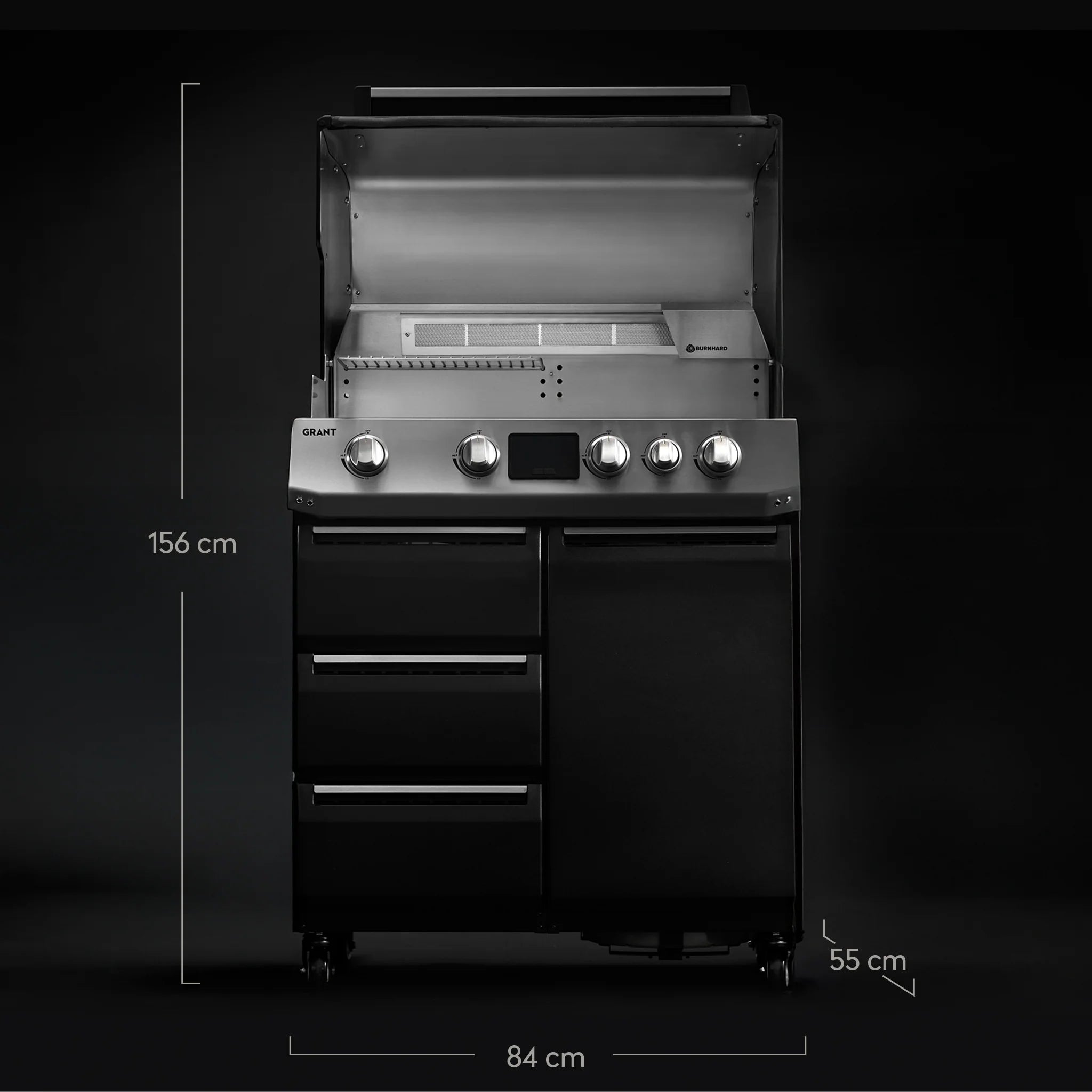 Burnhard GRANT Base - Modularer Gasgrill 4-Brenner mit Türen und Gusseisenrost