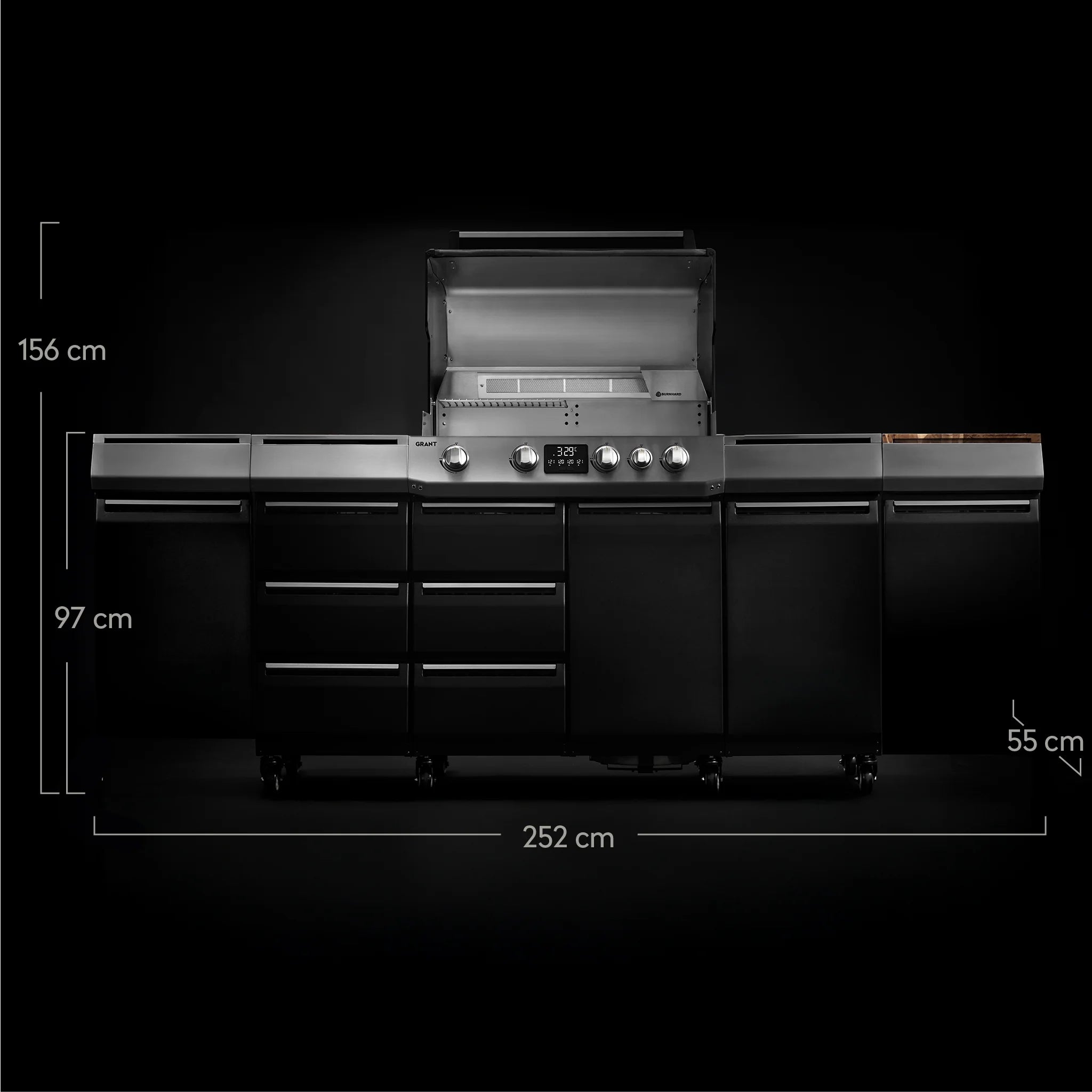 Burnhard GRANT Station - Modularer Gasgrill 4-Brenner mit Türen und Edelstahlrost