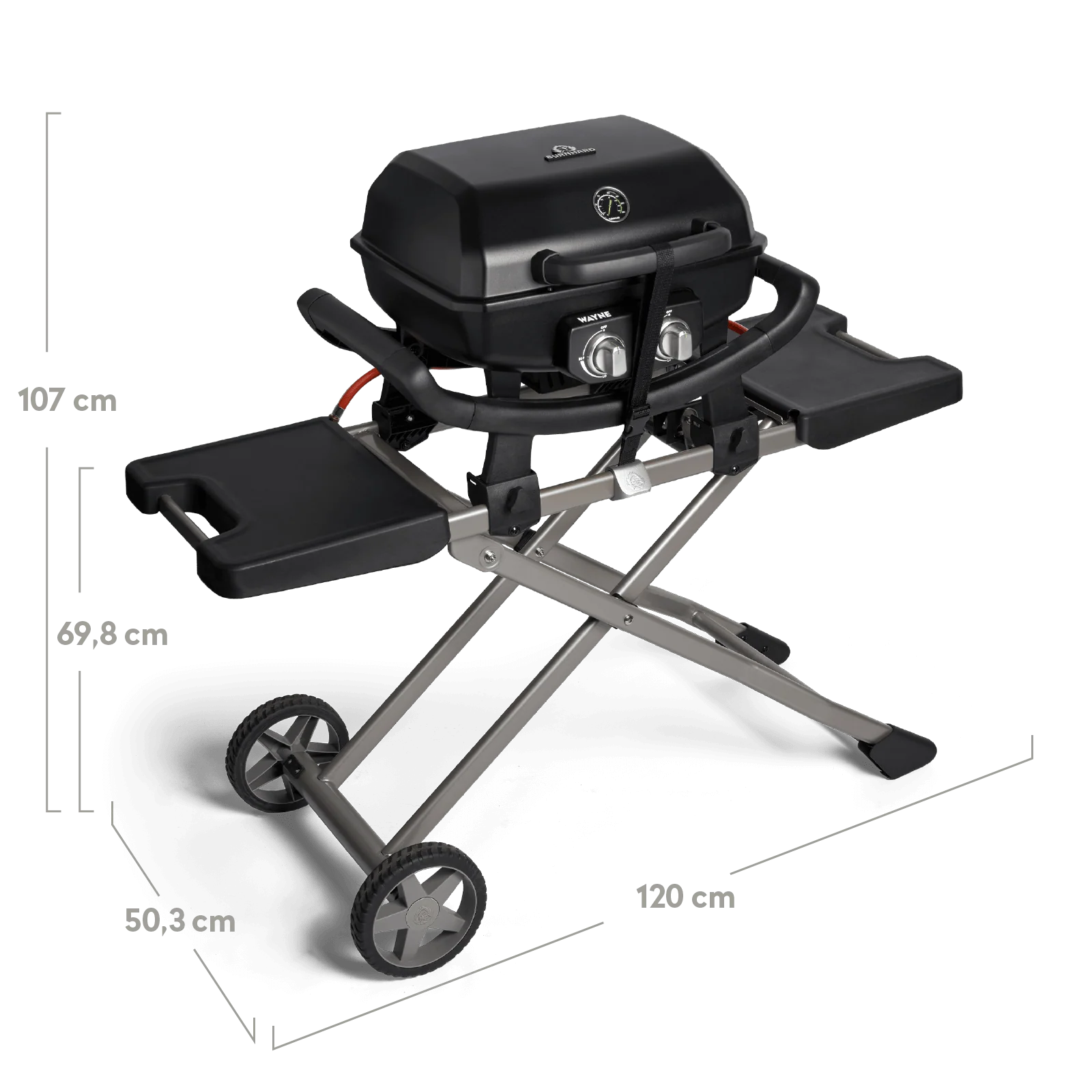 Burnhard WAYNE Balkongrill 2-Brenner inkl. Rollwagen