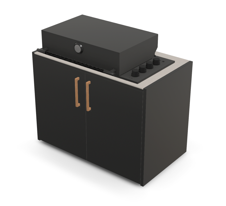 Brabura Box-Q 4 fuegos negro | Último modelo en acero inoxidable
