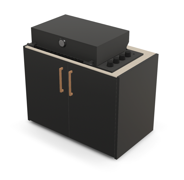 Brabura Box-Q 4 fuegos negro | Último modelo en acero inoxidable